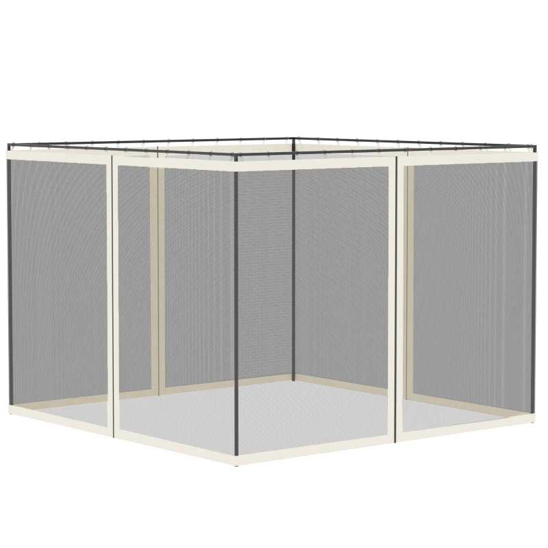 Outsunny Set 4 zanzariere per gazebo 3x3 m con zip e ganci