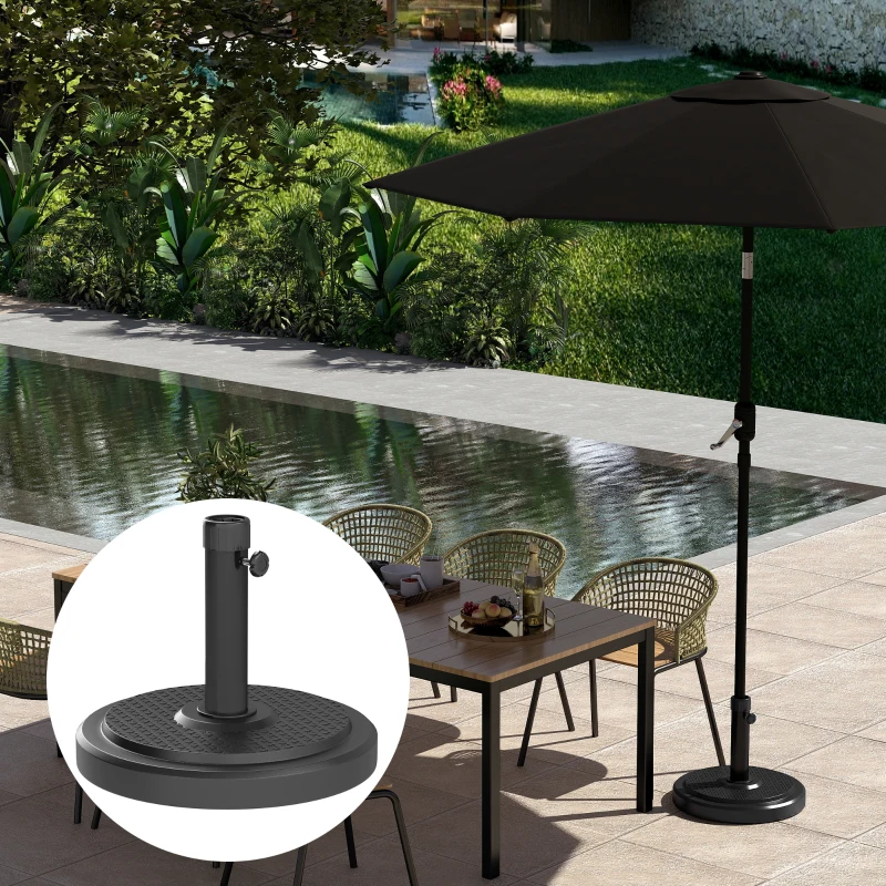 Outsunny Sonnenschirmständer aus Zement 22kg Rund Schirmständer mit Feststellknopf, für Sonnenschirm 38mm/48mm