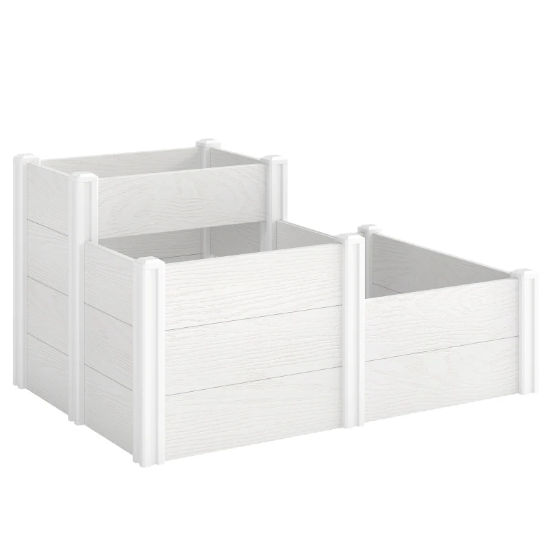 Outsunny Bac potager 3 niveaux empilable avec fond ouvert, bac à herbes modulaire montage DIY plastique