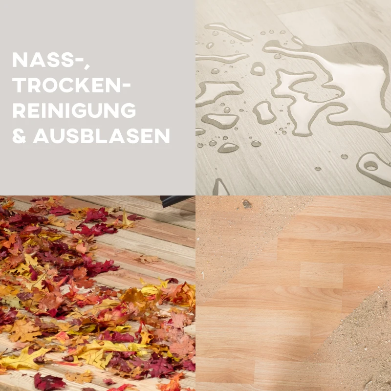 HOMCOM Nass- und Trockensauger, rollbar, 3-faches Filtersystem, 20 L Staubbehälter