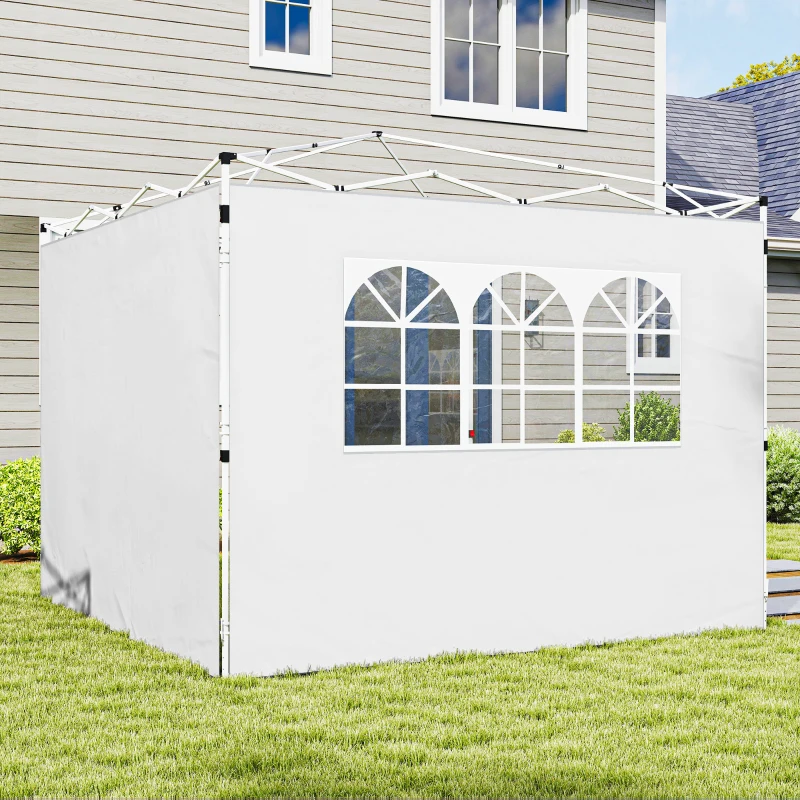 Outsunny Set 2 pannelli laterali per gazebo con finestra, 3x3 m, Bianco