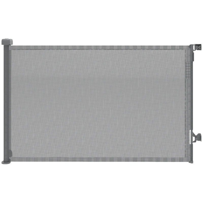 PawHut Barrière de sécurité pour chiens rétractable extensible jusqu'à 140 cm de large pour escaliers et portes Gris