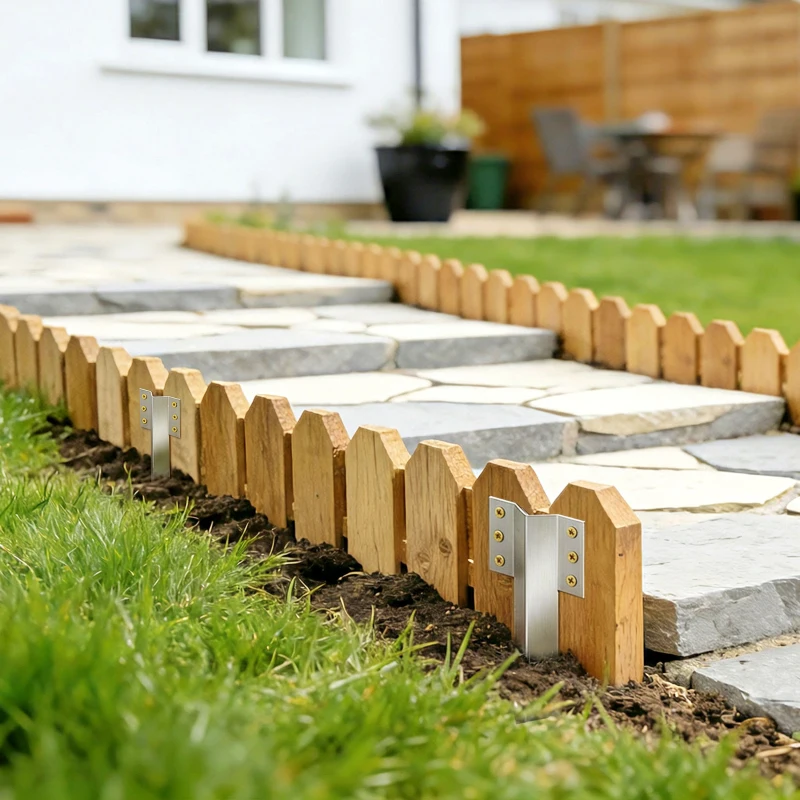 Outsunny set van 20 bielbeugels voor spoorbielzen, 41 cm zware verzinkte stalen palen met schroeven en handschoenen
