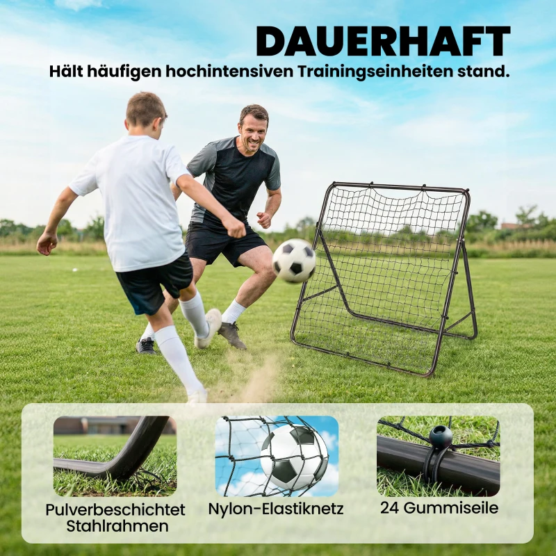 SPORTNOW Rebounder für Fußball, Klappbar verstellbar Prellwand mit 5 Winkelpositionen und 120 x 120 cm Rückprallwand Netz
