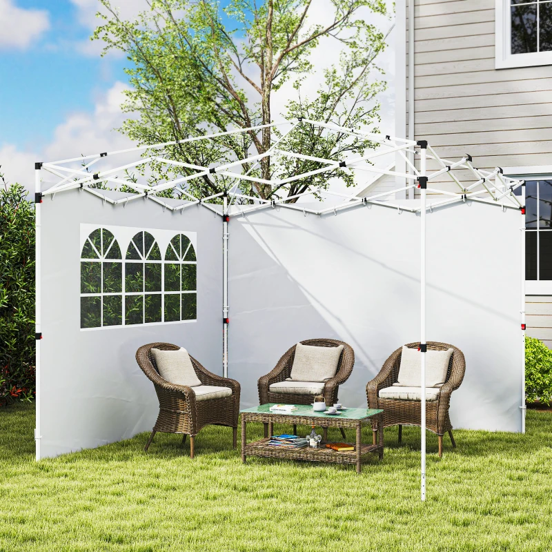 Outsunny Set 2 pannelli laterali per gazebo con finestra, 3x3 m, Bianco