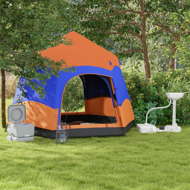 Outsunny WC portatile da campeggio con coperchio e 2 serbatoi rimovibili, 35,5x41x42,5 cm, Grigio