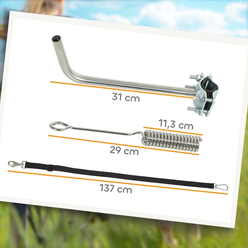 PawHut Hondenfietslijn met schokabsorberend systeem, verstelbare riem, afneembare snelkoppeling, ideaal voor training en joggen, Zilver+Zwart