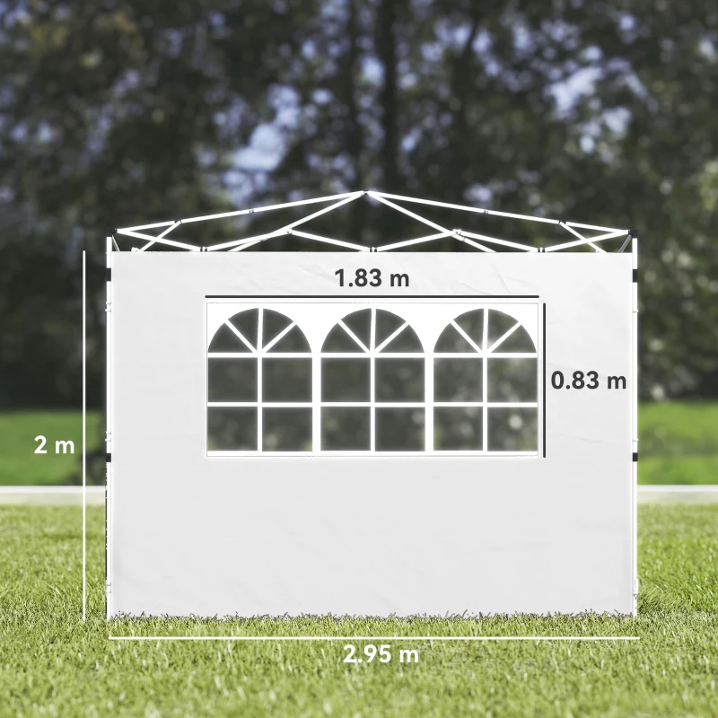 Outsunny Set 2 pannelli laterali per gazebo con finestra, 3x3 m, Bianco