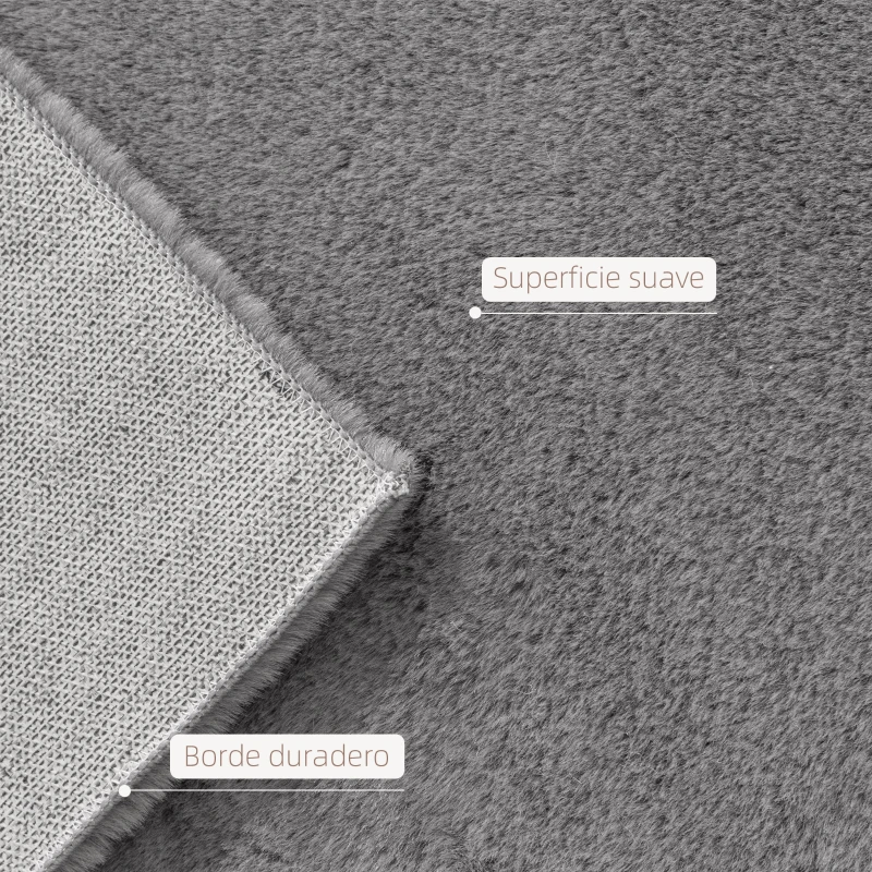HOMCOM Alfombra Salón 120x160 cm Lavable en Lavadora Pelo Largo Estilo Moderno Tapete para Sala de Estar Dormitorio Gris Claro