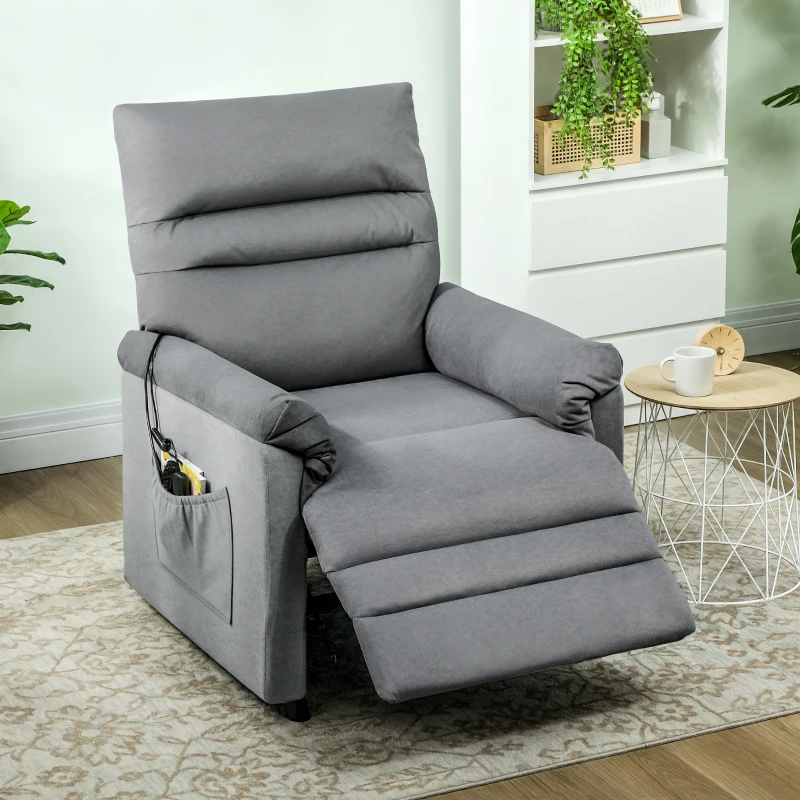 HOMCOM Sillón Relax Reclinable Eléctrico con Calor Lumbar Masaje Vibración Motor Silencioso Función de Memoria Gris