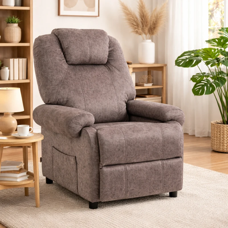 Homcom Fotoliu Relax Maro – inclinabil Manual cu Material Textil