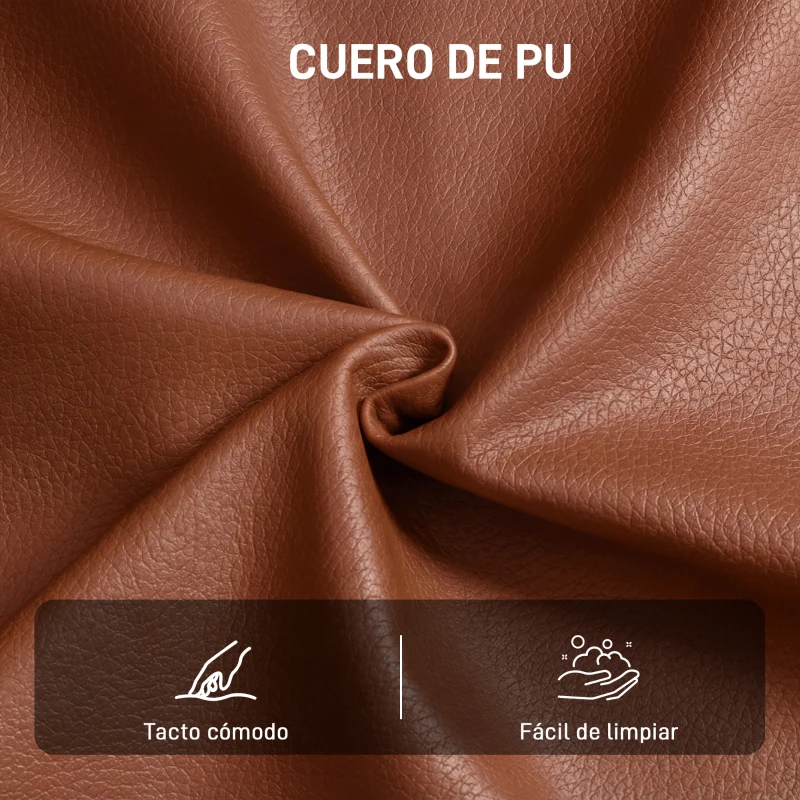 HOMCOM Butaca de Salón Tapizado en PU Sillón Lectura con Asiento Acolchado Reposabrazos Patas Metálicas Marrón