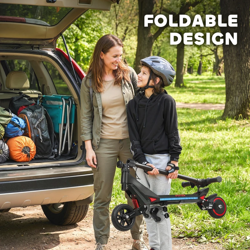 SPORTNOW Electric Scooter for Kids, Foldable E Scooter for Age Age 6+ with LED Display, RGB lights, Up to 16km/h, Black