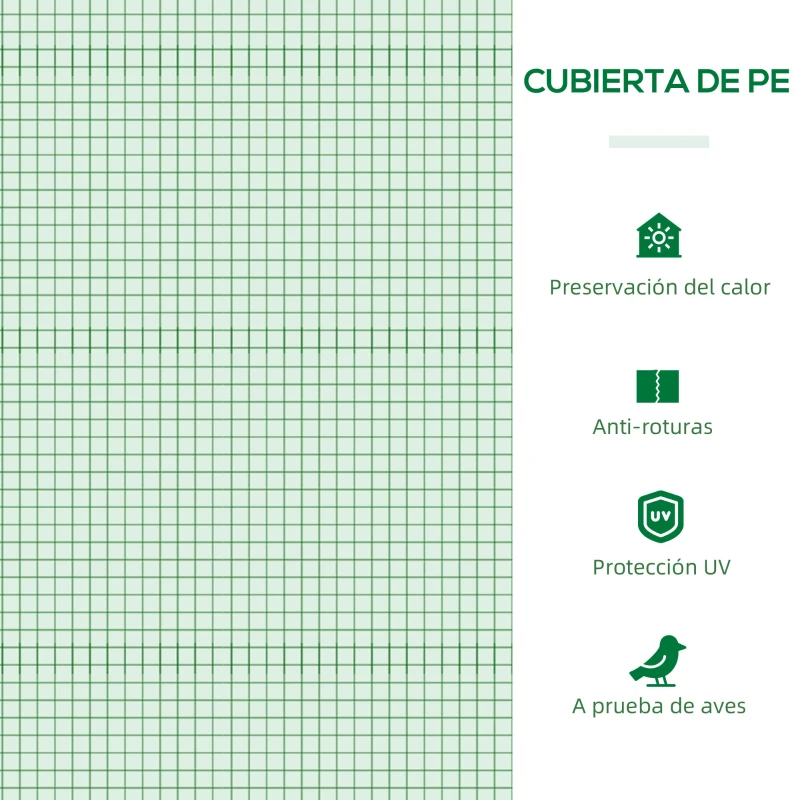 Outsunny Invernadero Pequeño para Cultivo de Plantas con 4 Ventanas Marco de Acero y Cubierta de PE Anti-UV 200x80x45 cm Verde