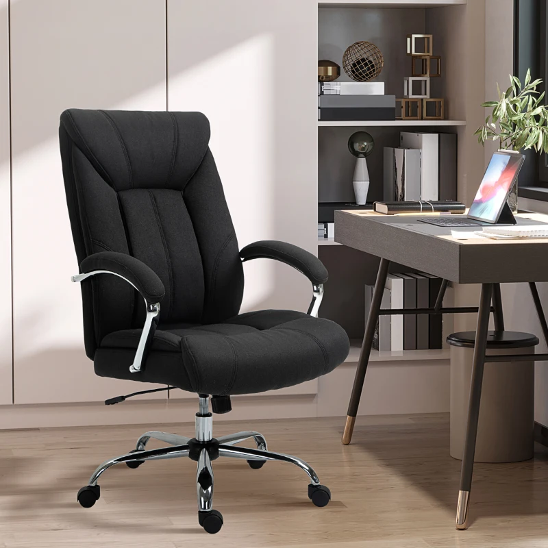 Vinsetto Fotoliu de birou, scaun de birou ergonomic, înălțime reglabilă, spătar înalt, funcție de înclinare, 65x78x118cm, negru
