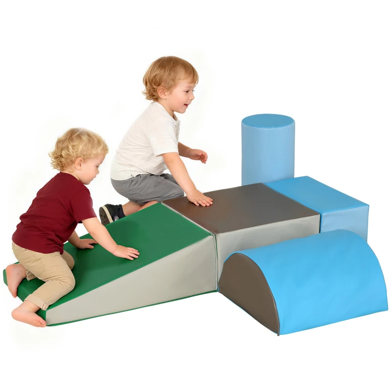 HOMCOM 5 Piece Climb and Crawl Activity Play Set Soft Foam Blocks for Baby Toddler Preschooler Indoor Play Multicolour