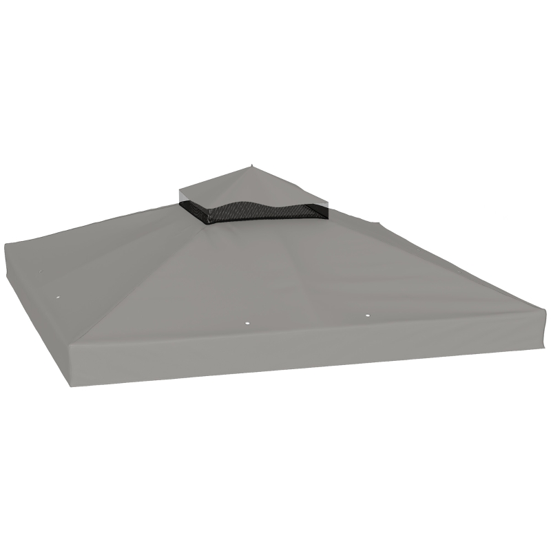 Outsunny Telo di ricambio gazebo 3x3 m a 2 livelli con drenaggio, Grigio