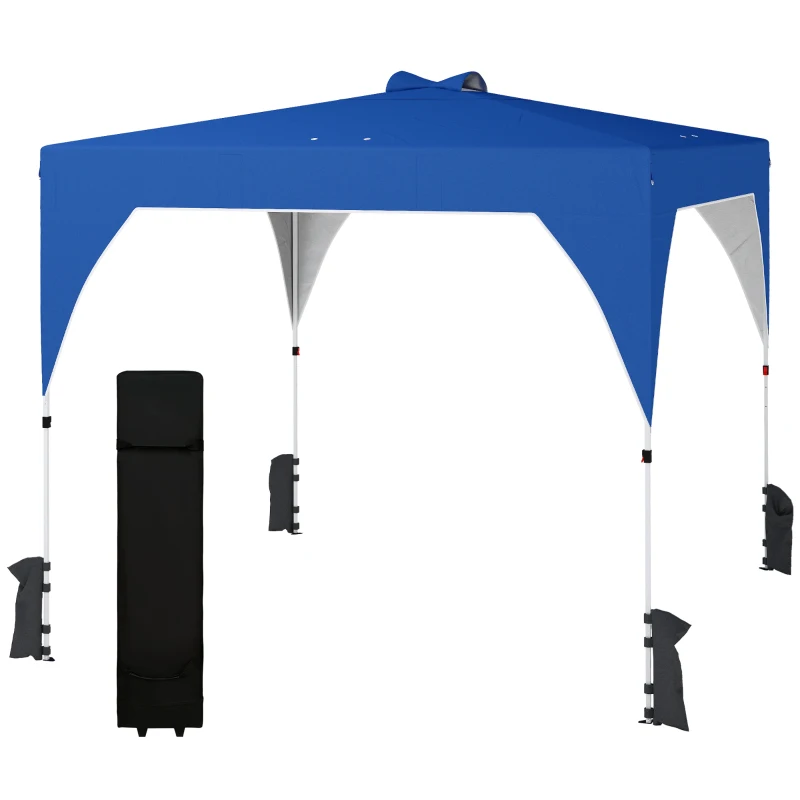 Outsunny Tenda pieghevole pop-up 3x3 m con ruote e sacchi di sabbia, Blu