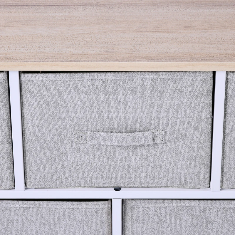 HOMCOM Cassettiera con 5 Cassetti per Camera, Struttura Metallica, 100x30x54 cm, Grigio