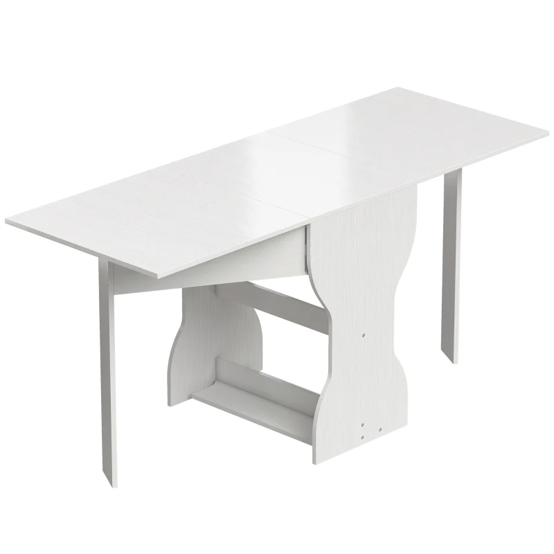 HOMCOM Table à manger pliante Table de cuisine avec rangement pour 2-4 personnes Table pliante pour petits espaces Salle à manger 160 x 60 x 75 cm Blanc