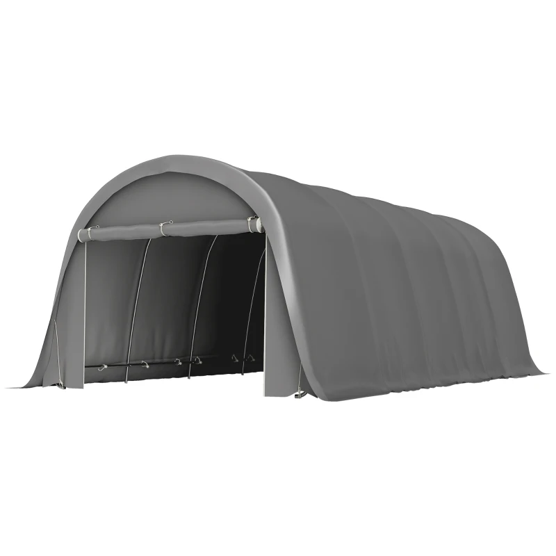 Outsunny Carport tenda garage con pareti laterali rimovibili, 360x720 cm, Grigio scuro
