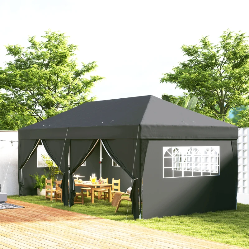 Outsunny Pavillon env. 6x3 m robuste, résistant à l'hiver, pop-up pliable avec fenêtre, porte zippée, parois latérales, protection UV
