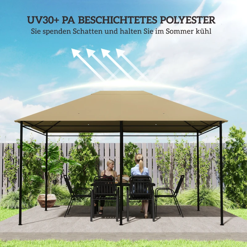 Outsunny Ersatzdach Pavillon Pavillon-Baldachin, wetterbeständig, 397 x 297 cm, Khaki