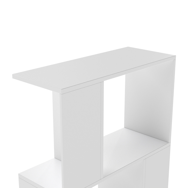 HOMCOM Raft pentru Cărți cu 5 Rafturi Separate, Bibliotecă în Formă de S din Lemn, 60x24x184,5 cm, Alb