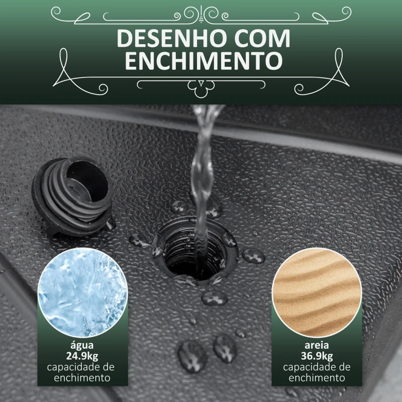 Outsunny Base para Chapéu de Sol Portátil Base para Chapéu de Sol Recarregável para Mastros de Φ3,8cm e  Φ4,8cm  Preto