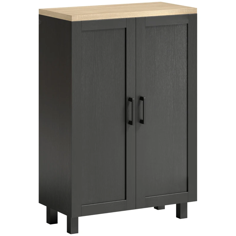 HOMCOM Buffet de Salon Étroit 2 Portes Armoire de Cuisine avec Étagère Réglable pour Entrée 60x30x90 cm Noir