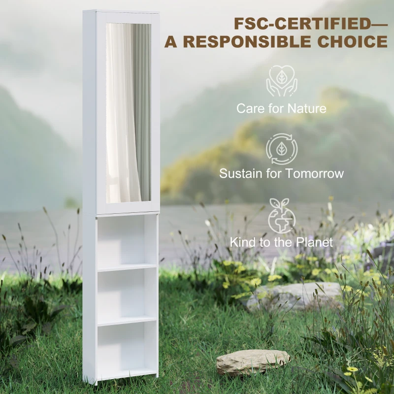 HOMCOM Armoire pliante pour planche à repasser avec porte étagères intérieures miroir Table à repasser gain de place pour entretien du linge 106x35x174 cm Blanc