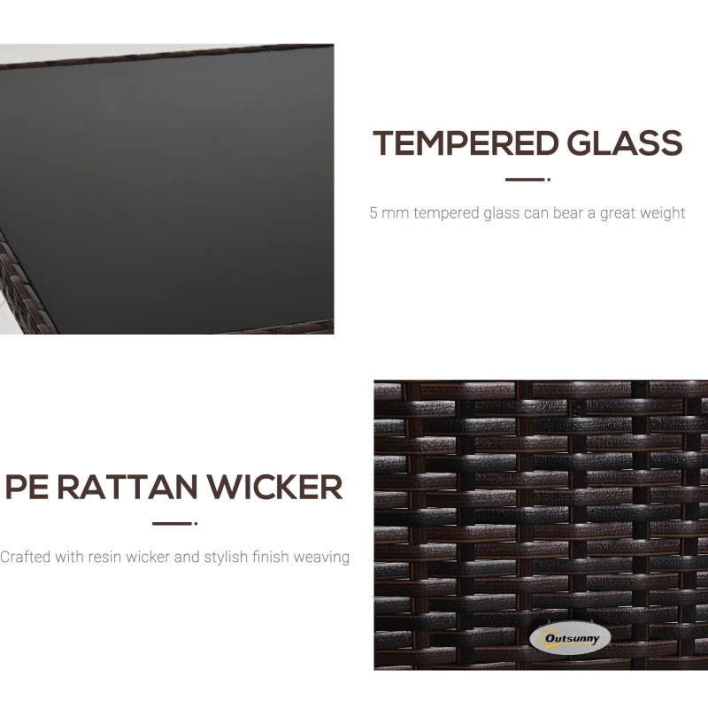 Outsunnt Masuta e Gradina in PE Rattan cu Raft Inferior,Maro,150x85x74cm