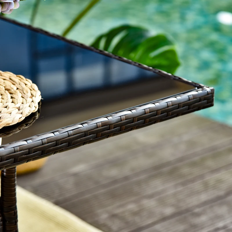 Outsunnt Masuta e Gradina in PE Rattan cu Raft Inferior,Maro,150x85x74cm