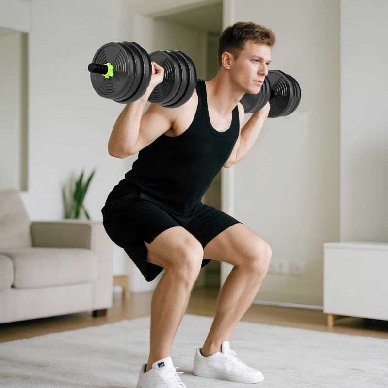 SPORTNOW Set de mancuernas ajustable 25 kg Set de mancuernas Mancuernas Barra larga Set para entrenamiento de fuerza