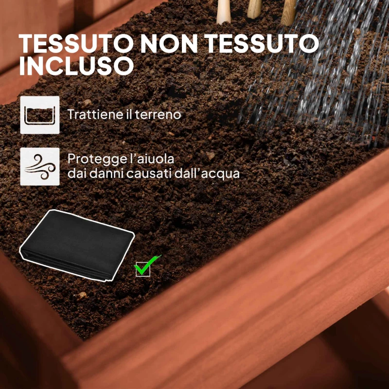 Outsunny Fioriera Verticale a Doghe con 3 Vasi Rimovibili, in Legno di Abete, 60x16x80 cm, Marrone