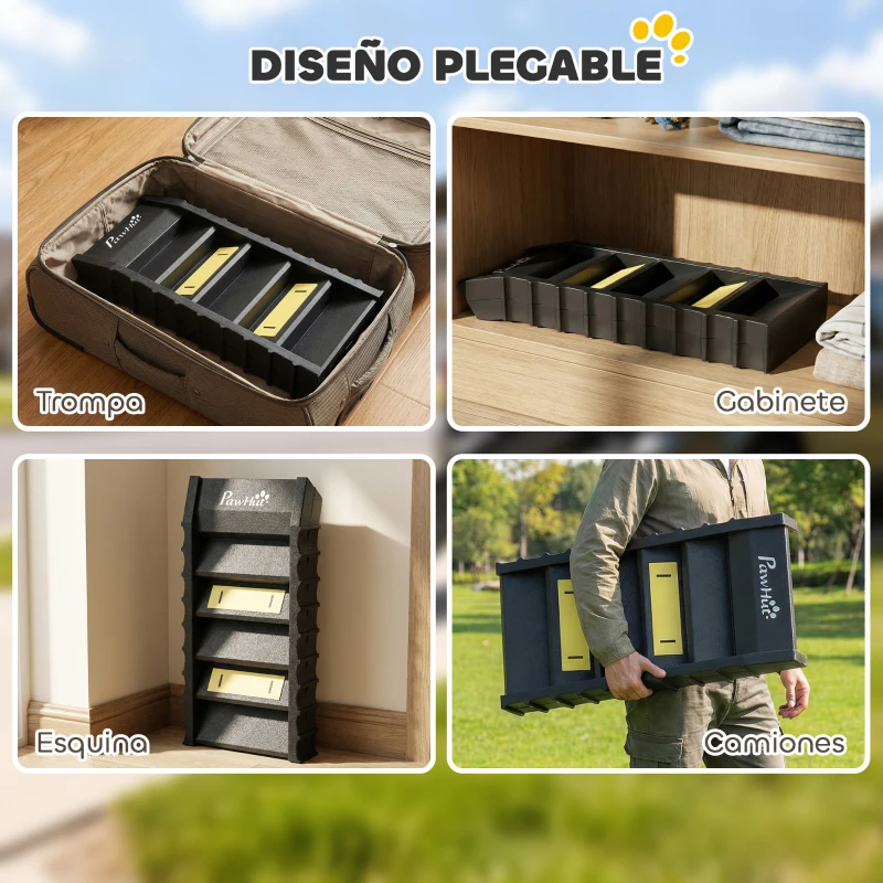 PawHut Rampa para Perros Plegable 154 cm Rampa para Perros para Coche Cama con 10 Escalones Antideslizantes Carga 68 kg Negro