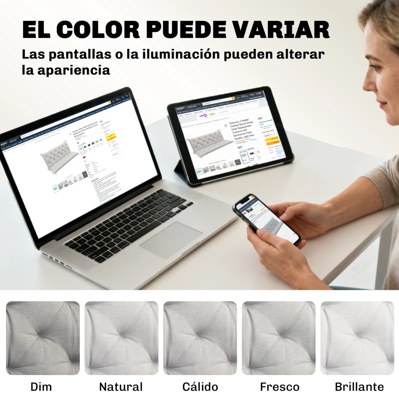 Outsunny Cojín para Banco de Jardín con Respaldo Relleno Grueso y Cintas de Sujeción para Interior y Exterior 150x98x8 cm Gris