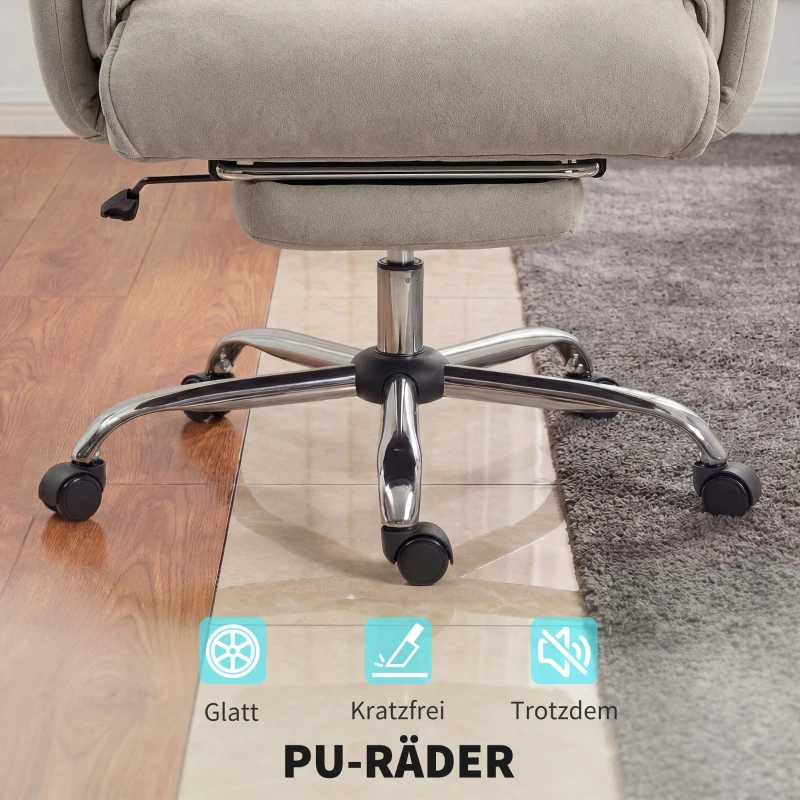 HOMCOM Sedia da ufficio reclinabile con poggiapiedi, 75x77x110-118 cm, grigio