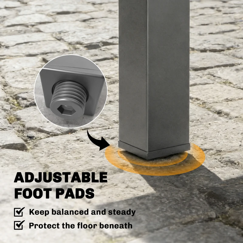 Outsunny Extending Garden Table for 6-10, Aluminium Outdoor Dining Table with Tempered Glass Top, Grey