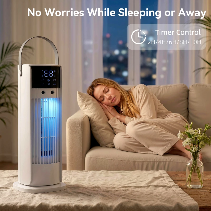 HOMCOM Ventilator de birou cu ceață lumină RGB 3 viteze oscilație de 90° temporizator de 10H telecomandă alb