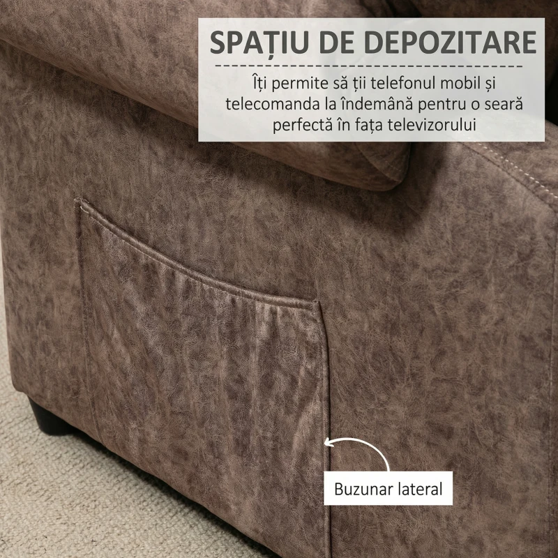 Homcom Fotoliu Relax Maro – inclinabil Manual cu Material Textil