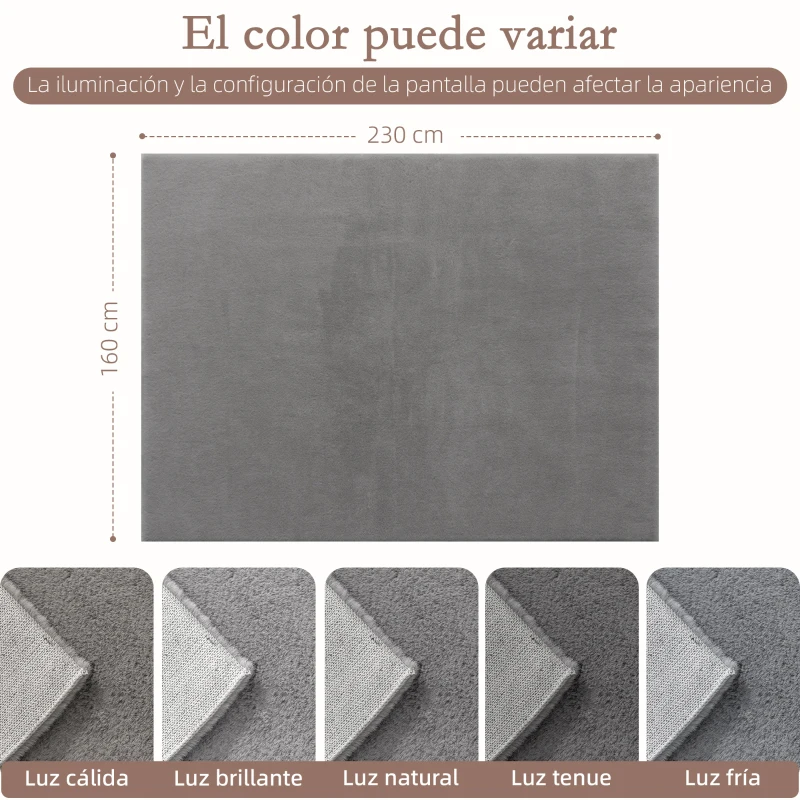 HOMCOM Alfombra Salón 160x230 cm Lavable en Lavadora Pelo Largo Estilo Moderno Tapete para Sala de Estar Dormitorio Gris Claro
