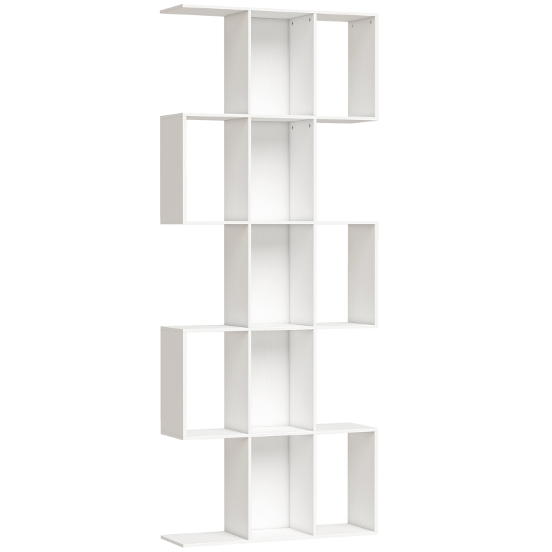 HOMCOM Bibliothèque en Forme de S à 5 Niveaux pour Salon Chambre Étude Bureau 80x24x200 cm Blanc