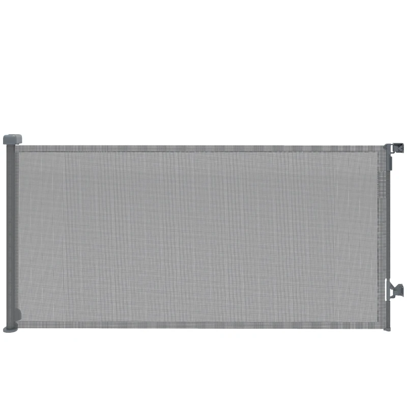 PawHut Barrière de sécurité pour chiens rétractable extensible jusqu'à 180 cm de large pour escaliers et portes Gris