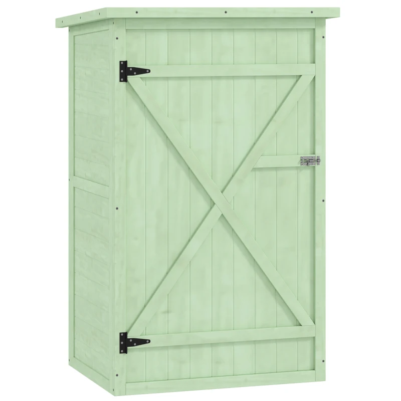 Outsunny Armoire de jardin en bois Abri à outils avec étagère Porte verrouillable Plaque de sol Toit monopente asphalté 75 x 56 x 115 cm