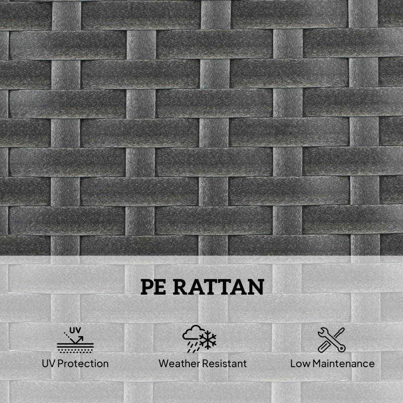 Outsunny Rattan Sun Loungers Set of 2 with Side Table, Garden Recliner Sunbeds with Adjustable Back, Cushions, Dark Grey