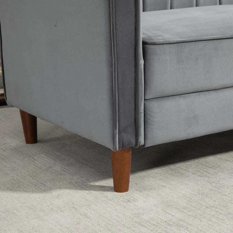 HOMCOM Velvet-Feel Three-Seater Sofa Bed with Wooden Legs, 300 kg - Dark Grey