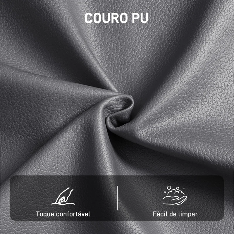 HOMCOM Poltrona de Sala Estofada em PU Poltrona de Leitura com Assento Acolchoado Apoios de Braços Pés Metálicos Cinzento