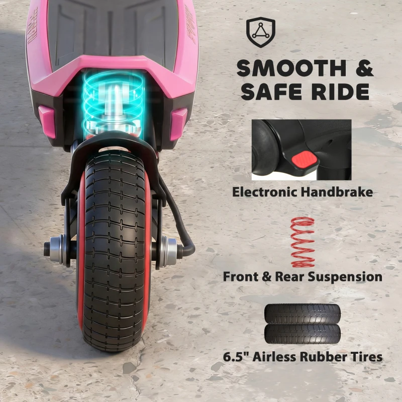 SPORTNOW Electric Scooter for Kids, Foldable E Scooter for Age Age 6+ with LED Display, RGB lights, Up to 16km/h, Pink
