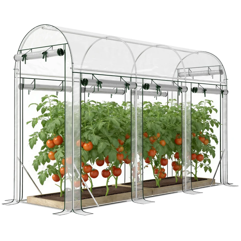 Outsunny Serra tunnel 3 m² con struttura in acciaio, 295x100x197 cm, Trasparente